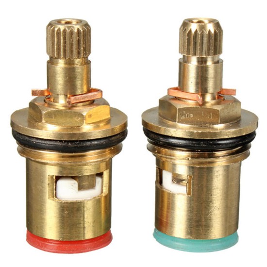 2pcs 1/2 inch Quarter Turn Tap Valve Cartridge Brass Ceramic Disc Hot Cold Replace