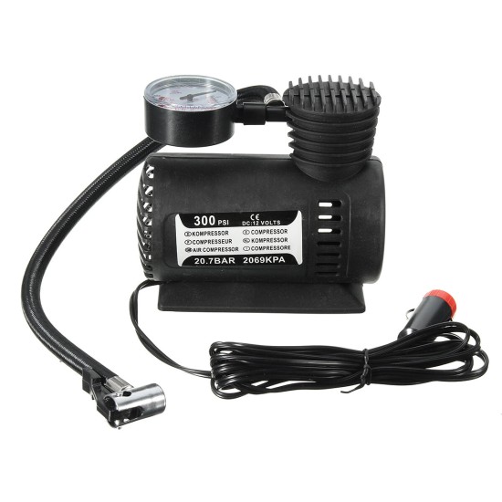 DC 12V 300PSI Car Air Compressor Portable Tire Inflator Air Pump For Motorcycle Car Auto Bicycle