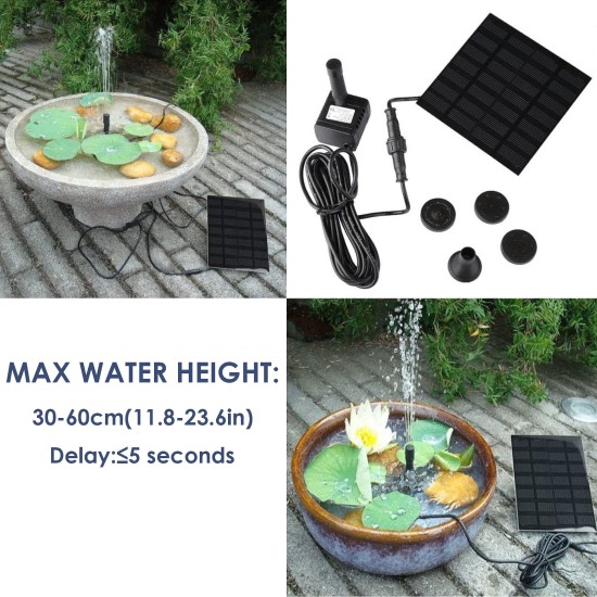 1.8W 180L/H Brushless Solar Panel Fountain Water Pump for Garden Pool Pond Aquarium Fountain