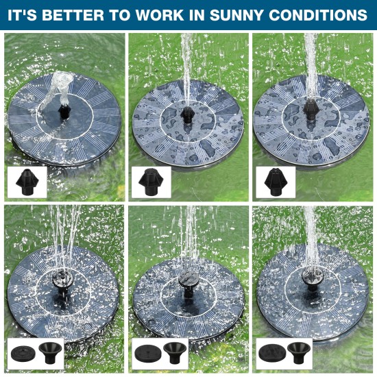 Solar Fountain Pump 2.2W Floating Solar Round Water Pump Floating Panel With 7 Nozzles for Pond Fountain BirdBath Garden Decoration Water Cycling