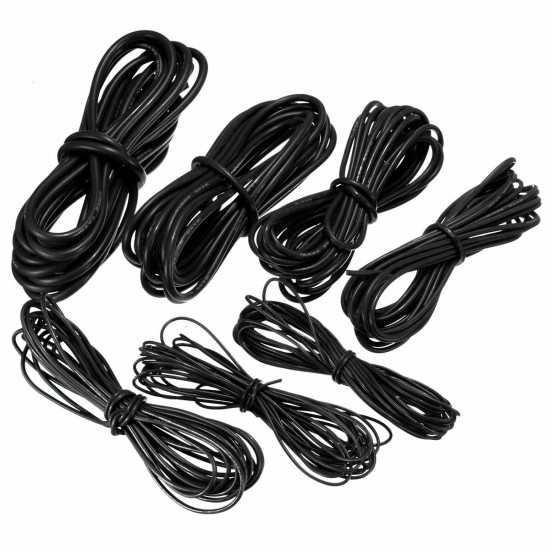 DANIU 5 Meter Black Silicone Wire Cable 10/12/14/16/18/20/22AWG Flexible Cable