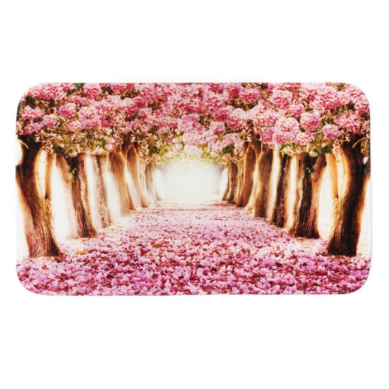 3Pcs/Set Sakura Pattern Home Bathroom Non-Slip Pedestal Rug Lid Toilet Cover Bath Mat Carpet Pad