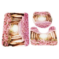 3Pcs/Set Sakura Pattern Home Bathroom Non-Slip Pedestal Rug Lid Toilet Cover Bath Mat Carpet Pad 3Pcs/Set Sakura Pattern Home Bathroom Non-Slip Pedestal Rug Lid Toilet Cover Bath Mat Carpet Pad
