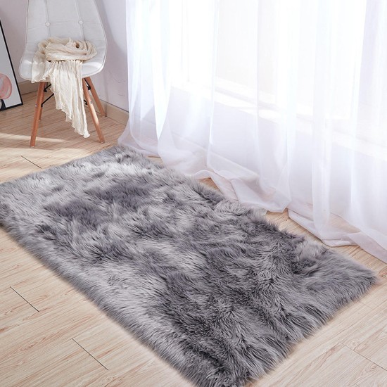 Faux Fur Fluffy Wool Rug Mat Hairy Sofa Floor Home Carpet