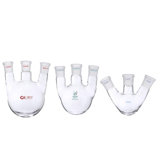 100ml 250ml 500ml Glass 24/29 Three Neck Round Bottoom Boiling Flask 3-Neck Laboratory Glassware