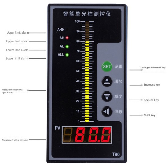 4-20MA Level Sensor Liquid Sensor Water Level Display Instrument/Beam Digital Display Control Instrument Level Transmitter for Water/Liquid/Oil Level