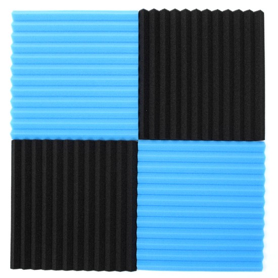 12PCS Soundproofing Foam Tiles Kits Black +Blue