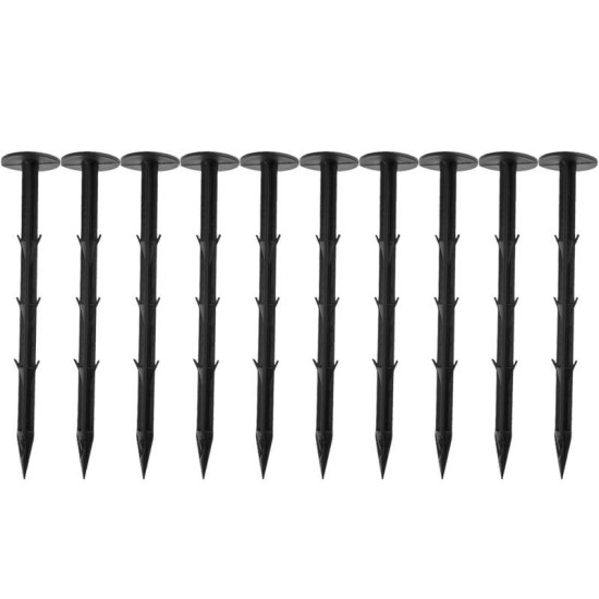 10pcs/Pack Black PP Mulch Shading Pest Control Garden Ground Nail Plastic Film Fixing Tools