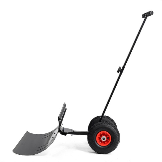 29 Inch Wheeled Snow Shovel Adjustable Height Multi-angle Snow Pusher Garden Snow Plow Shovel with Wheels