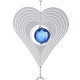 3D Metal Hanging Wind Spinner Wind Chime with H elix Tail Glass Ball Center Decorations