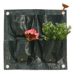 4 Pockets Home Garden Balcony Plant Bags Hanging Flower Pot PE Planting Grow Bag 4 Pockets Home Garden Balcony Plant Bags Hanging Flower Pot PE Planting Grow Bag