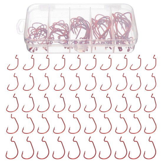 50PCS Three-color Fishing Hooks Light Portable Fishing Hooks with Storage Box