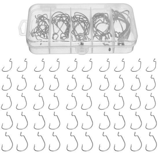 50PCS Three-color Fishing Hooks Light Portable Fishing Hooks with Storage Box