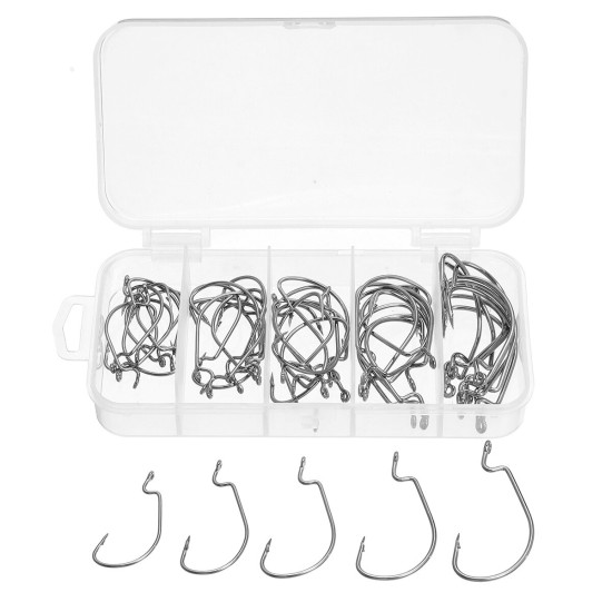 50PCS Three-color Fishing Hooks Light Portable Fishing Hooks with Storage Box