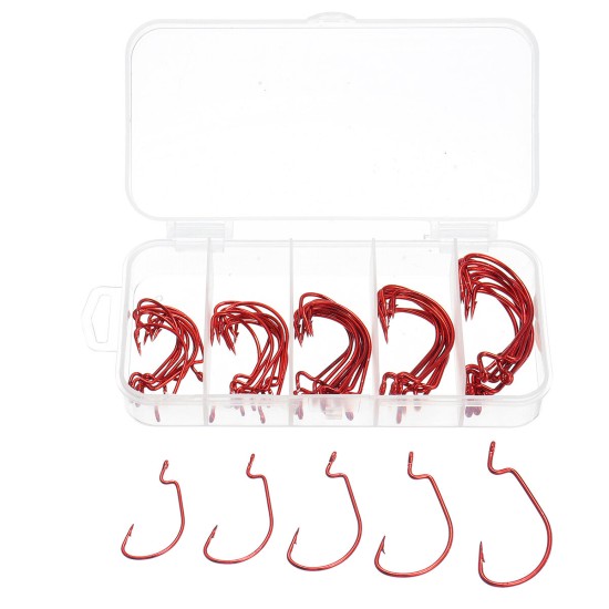 50PCS Three-color Fishing Hooks Light Portable Fishing Hooks with Storage Box