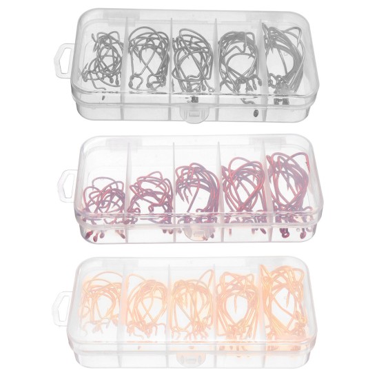 50PCS Three-color Fishing Hooks Light Portable Fishing Hooks with Storage Box