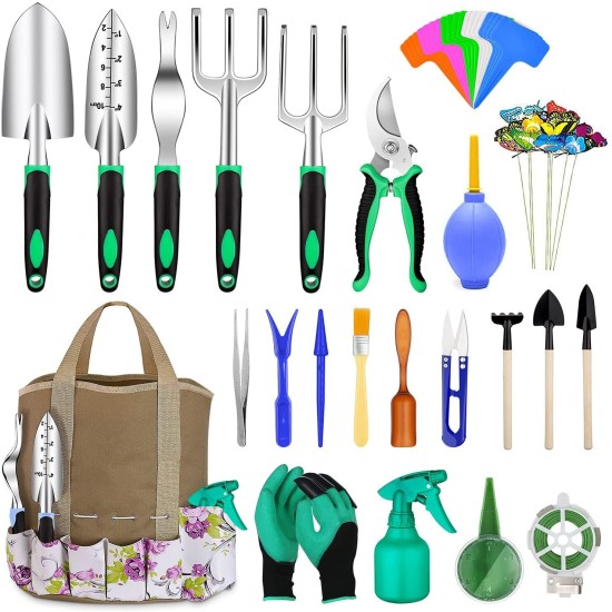 82 Pcs Aluminum Garden Tools Set Heavy Duty Gardening Tools with Soft Rubber Anti-skid Handle