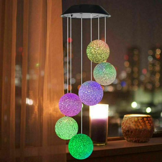 Aeolian Hanging Wind Solar LED Lights Chimes Powered String Lawn Garden Lamp