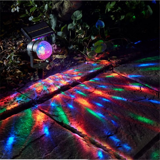 Solar Power Garden Rotating Lights Outdoor Landscape Path Yard Projector Light Decorations