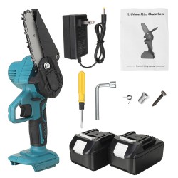 21V 4/6 Inch Cordless Electric Chain Saw One-Hand Saw Mini Portable Woodworking Wood Cutter W/ 2pcs Battery 21V 4/6 Inch Cordless Electric Chain Saw One-Hand Saw Mini Portable Woodworking Wood Cutter W/ 2pcs Battery