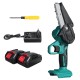 4 Inch 26V Cordless Electric Chain Saw 600W One-Hand Saw Woodworking Tool W/ None/1/2 Battery Wood Cutter