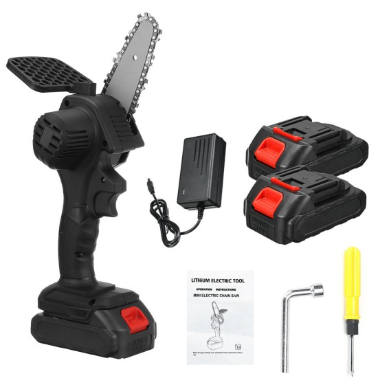 4 Inch Portable Cordless Electric Chain Saw Wood 3000r/min Tree ChainSaws Wood Cutting Tool W/ 1 or 2 Battery