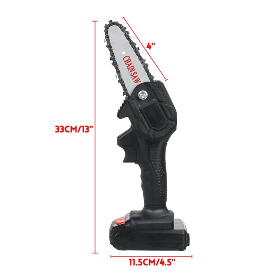 4inch Mini Cordless Electric Chain Saw Wood Cutter Woodworking One-Hand Saw W/ 1/2pcs Battery