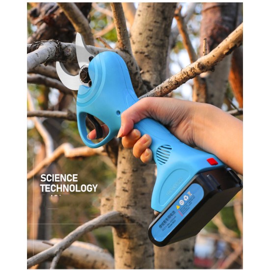 500W Cordless Electric Pruning Shears Scissors with 2 Pack Backup Rechargeable 2Ah Lithium Battery Powered Tree Branch Pruner Garden Clippers EU plug