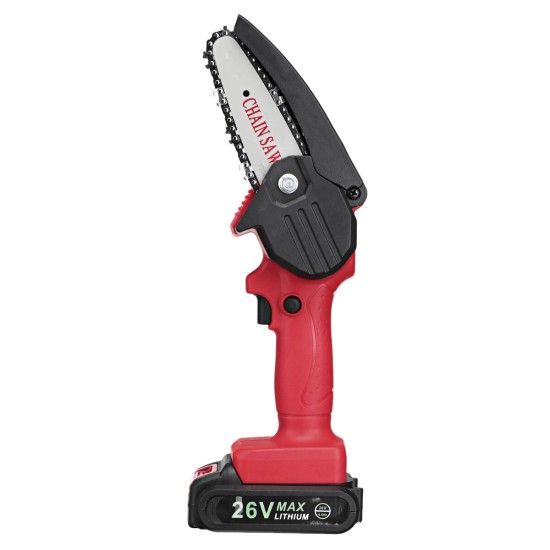550W 24V 4inch Mini Cordless Electric Chain Saw One-Hand Woodworking Wood Cutter W/ 1pc Battery