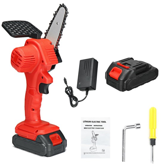 550W 24V 4inch Mini Cordless Electric Chain Saw One-Hand Woodworking Wood Cutter W/ 1pc Battery