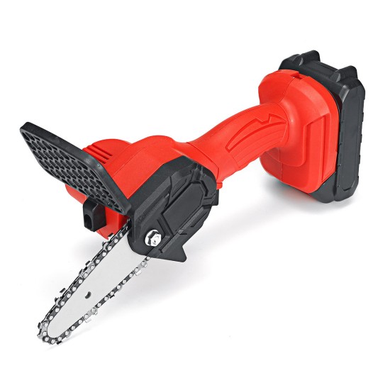 550W 24V 4inch Mini Cordless Electric Chain Saw One-Hand Woodworking Wood Cutter W/ 2pcs Battery