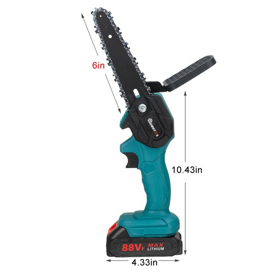 6Inch 1200W Electric Chain Saw Pruning ChainSaw Cordless Woodworking Cutter Tool W/ 2pcs Battery 220V AU Plug