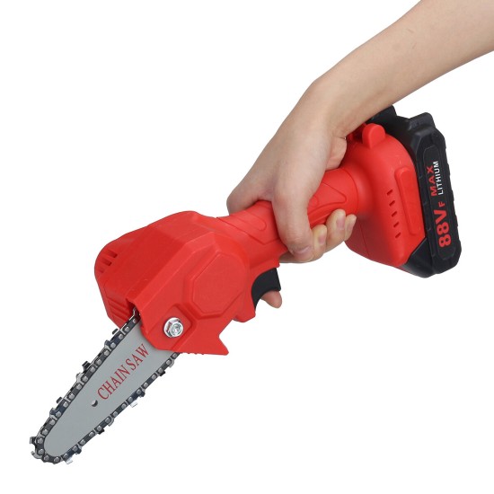 88V 4Inch Portable Electric Pruning Saw Rechargeable Small Woodworking Chain Saw W/ 1/2pcs Battery