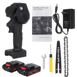 DC 24V 6 Inch Cordless Electric Chain Saw Wood Mini Cutter 550W One-Hand Saw with 2Pcs Batteries Woodworking Tools Set DC 24V 6 Inch Cordless Electric Chain Saw Wood Mini Cutter 550W One-Hand Saw with 2Pcs Batteries Woodworking Tools Set