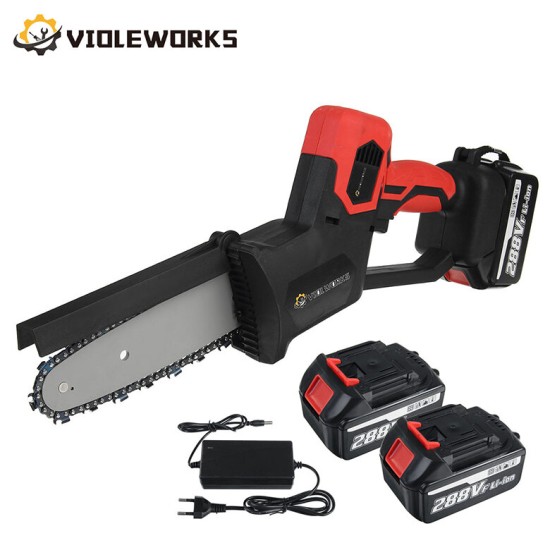 288VF 1500W 8 Inch Electric Cordless One-Hand Saw Chain Saw Woodworking + 2 Battery