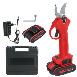 48VF 30mm Cordless Electric Pruning Shears Garden Pruner Scissors Branch Cutter W/ 1 or 2 Li-ion Battery 48VF 30mm Cordless Electric Pruning Shears Garden Pruner Scissors Branch Cutter W/ 1 or 2 Li-ion Battery