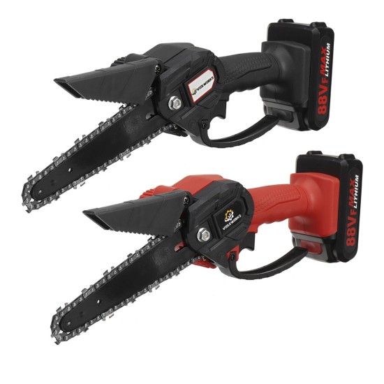 6 Inch 88VF Cordless Electric Chain Saw One-Hand Saw LED Woodworking Wood Cutter W/ 1/2 Battery