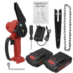 6 Inch 88VF Cordless Electric Chain Saw One-Hand Saw LED Woodworking Wood Cutter W/ 1/2 Battery 6 Inch 88VF Cordless Electric Chain Saw One-Hand Saw LED Woodworking Wood Cutter W/ 1/2 Battery