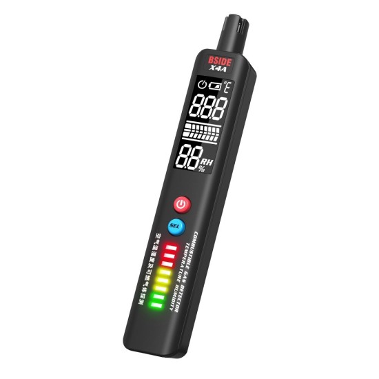 X4A Combustible Gas Leak Tester Air Temperature Humidity Portable Natural Gas Sniffer Combustible Gas Propane Methane Butane with 8 LED Indicators
