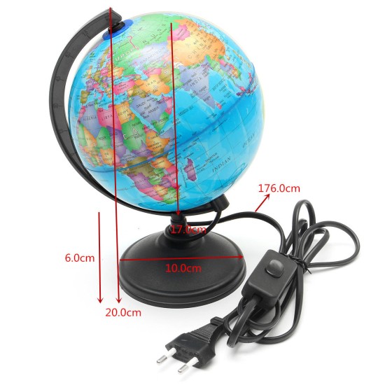 World Earth Globe Atlas Map Geography Education Gift w/ Rotating Stand LED light