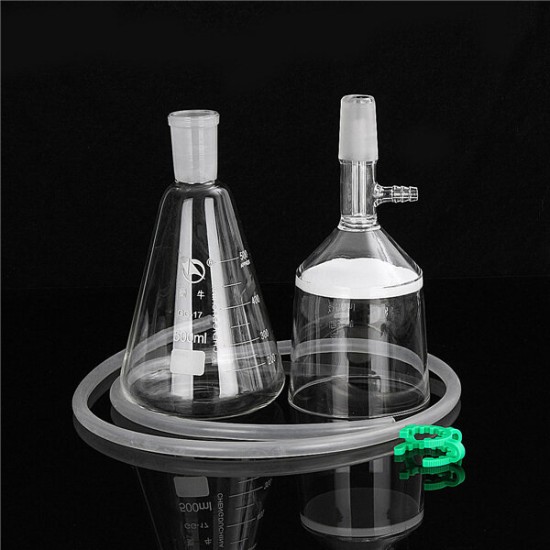 500mL 24/29 Joint Suction Filtration Equipment Glass Buchner Funnel Conical Flask Filter Kit