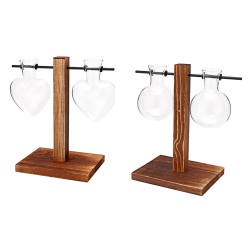 Vintage Glass Flower Vase Tabletop Plant Bonsai Decorative Hanging Flower Vase Wooden Tray Hydroponic System Vintage Glass Flower Vase Tabletop Plant Bonsai Decorative Hanging Flower Vase Wooden Tray Hydroponic System