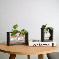 Wood and Glass Creative Hydroponic Living Room Decoration Flower Pot Plant Vase Wood and Glass Creative Hydroponic Living Room Decoration Flower Pot Plant Vase
