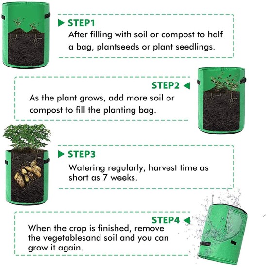 2pcs Grow Bags Planter Pot Fruit Flower Vegetable Tomato Potato Reusable Bag