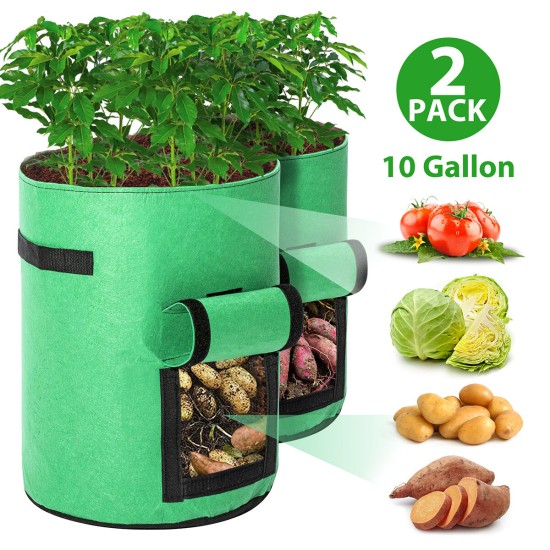 2pcs Grow Bags Planter Pot Fruit Flower Vegetable Tomato Potato Reusable Bag