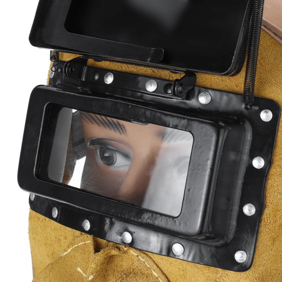 Solar Auto Darkening Filter Lens Welder Leather Welding Helmet Full Mask Hood