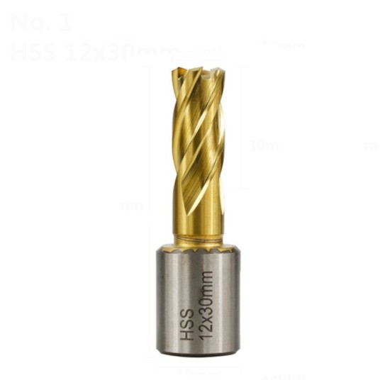 HSS Hollow Drill Bit 12-42mm Cutting Diameter Titanium Coated Core Drill Bit For Metal Cutting Weldon Shank Magnetic Drill Bit Annular Cutter