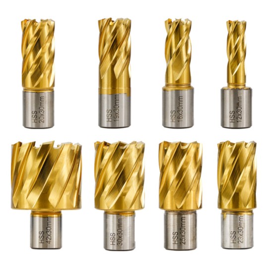 HSS Hollow Drill Bit 12-42mm Cutting Diameter Titanium Coated Core Drill Bit For Metal Cutting Weldon Shank Magnetic Drill Bit Annular Cutter