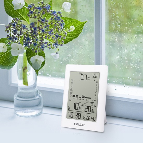 Baldr Wireless Rain Meter Gauge Weather Station Indoor/Outdoor Temperature Humidity Recorder