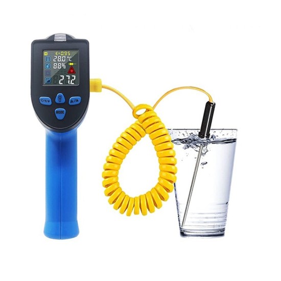 -50~500℃ Dual Laser Non Contact Digital Infrared Thermometer Industrial Temperature Measuring Tool with K Type Thermocouple Probe